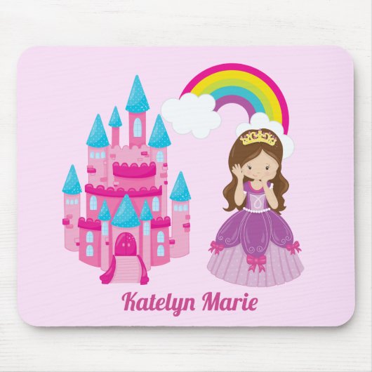Cute Custom Pink Princess Castle Fairy Tale Muismat (Voorkant)