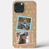 Cute Custom Polkadots Pattern on Faux Kraft Paper Case-Mate iPhone Case (Achterkant)