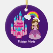 Cute Custom Princess Girl Paarse Rainbow Keramisch Ornament (Voorkant)