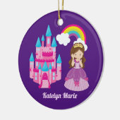 Cute Custom Princess Girl Paarse Rainbow Keramisch Ornament (Links)