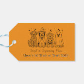 Cute Custom Puppy Halloween Cadeaulabel (Achterkant Horizontaal)