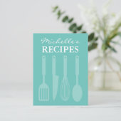 Cute custom recipe briefkaart met keukengerei (Staand voorkant)