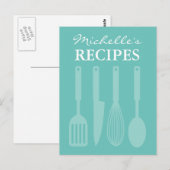 Cute custom recipe briefkaart met keukengerei (Voorkant / Achterkant)
