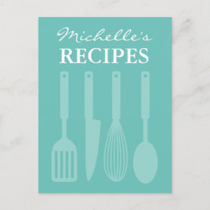Cute custom recipe briefkaart met keukengerei