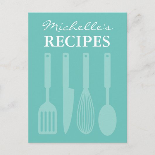 Cute custom recipe briefkaart met keukengerei (Voorkant)