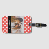 Cute Custom Red Polka Dot Foto gepersonaliseerd Bagagelabel (Voorkant (horizontaal))