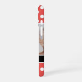 Cute Custom Red Polka Dot Foto gepersonaliseerd iPhone 16 Hoesje (Linkerkant)