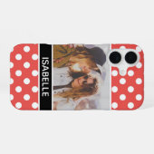 Cute Custom Red Polka Dot Foto gepersonaliseerd iPhone 16 Hoesje (Achterkant horizontaal)