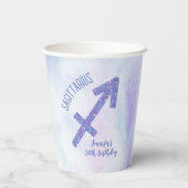 Cute Custom Sagittarius Paars Birthday Party Papieren Bekers (Achterkant)