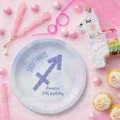 Cute Custom Sagittarius Paars Birthday Party Papieren Bordje (Feest)