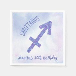 Cute Custom Sagittarius Paars Birthday Party Servet