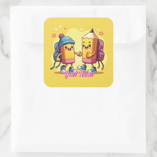 Cute & Custom School Gear Collection Vierkante Sticker (Tas)