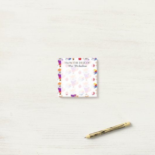 Cute Custom School Teacher Fox Post-it® Notes (Op bureau)