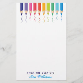 Cute Custom School Teacher Rainbow Artistic Briefpapier
