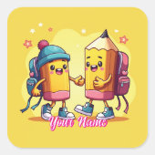 Cute & Custom Schoolspullen Collectie Vierkante Sticker (Voorkant)