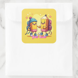 Cute & Custom Schoolspullen Collectie Vierkante Sticker
