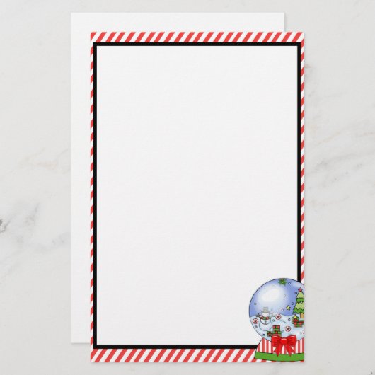 Cute Custom Snow Wereldbol Briefpapier (Voorkant / Achterkant)
