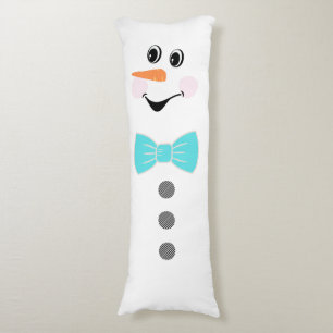Cute Custom Snowman met Blauwgroen Blue Bowtie Lichaamskussen