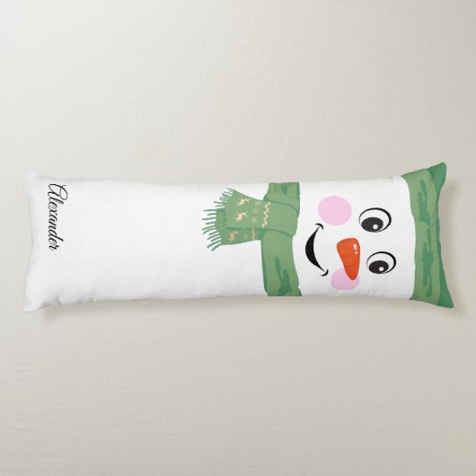 Cute Custom Snowman met Green Scarf en Pet Lichaamskussen (Achterkant)