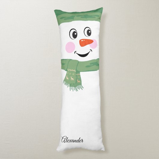 Cute Custom Snowman met Green Scarf en Pet Lichaamskussen (Achterkant (Verticaal))