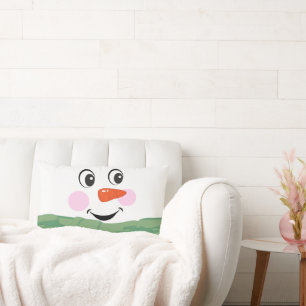 Cute Custom Snowman met green scarf Kussen
