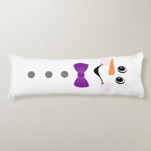 Cute Custom Snowman met Paarse Bowtie Lichaamskussen (Voorkant)