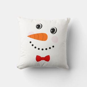 Cute Custom Snowman met Red Bowtie Kussen