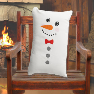 Cute Custom Snowman met Red Bowtie Kussen