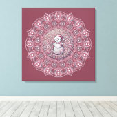 Cute Custom Speelse Roze Sneeuwman Stip Mandala Canvas Afdruk (Insitu (Houten vloer))