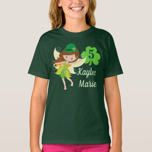 Cute Custom St. Patrick's Day Birthday Girl T-shirt (Voorkant)