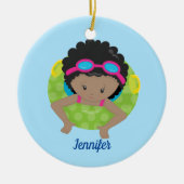 Cute Custom Swim Team African American Girl Keramisch Ornament (Voorkant)