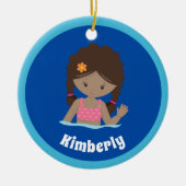 Cute Custom Swim Team African American Girl Keramisch Ornament (Voorkant)