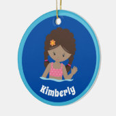 Cute Custom Swim Team African American Girl Keramisch Ornament (Links)