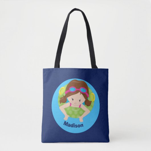 Cute Custom Swim Team Girl Tote Bag (Voorkant)
