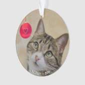 Cute custom tabby cat met kerstbal foto ornament (voorkant)