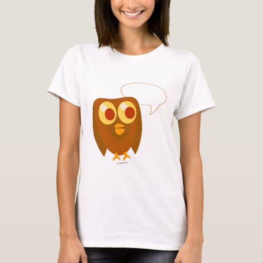Cute Custom Talk Bubble Owl Cartoon Design T-shirt (Voorkant)