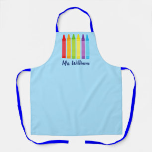 Cute Custom Teacher Crayon All-Over Print Schort