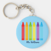 Cute Custom Teacher Crayon Terug naar schoolmonogr Sleutelhanger (Voorkant)