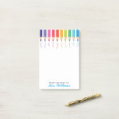 Cute Custom Teacher Rainbow Artistic Post-it® Notes (Op bureau)