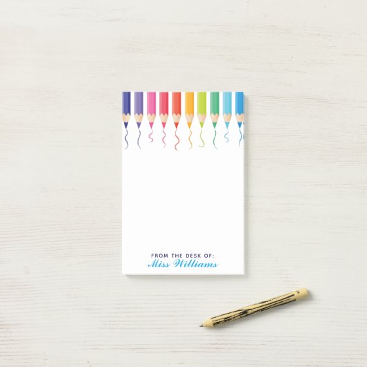 Cute Custom Teacher Rainbow Artistic Post-it® Notes (Op bureau)