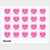 Cute Custom Text Best Girlfriend Ever Pink Heart Vierkante Sticker (Vel)