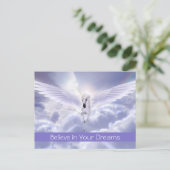 Cute Custom Text Magic Flying Unicorn Paars Cloud Briefkaart (Staand voorkant)