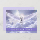 Cute Custom Text Magic Flying Unicorn Paars Cloud Briefkaart (Voorkant / Achterkant)