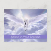 Cute Custom Text Magic Flying Unicorn Paars Cloud Briefkaart (Voorkant)