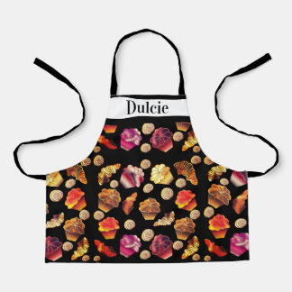 Cute Custom Text Muffins Croissants Cinnamon Rolls Schort