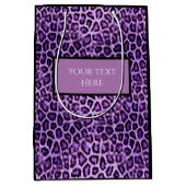 Cute Custom Text Paars Leopard Animal Print Party Medium Cadeauzakje (Voorkant)