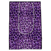 Cute Custom Text Paars Leopard Animal Print Party Medium Cadeauzakje (Achterkant)