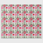 Cute Custom Valentijnsdag Couple Photo Collage Cadeaupapier (Vlak)