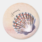 Cute custom watercolor painting seashell Pink Magneet (Voorkant)