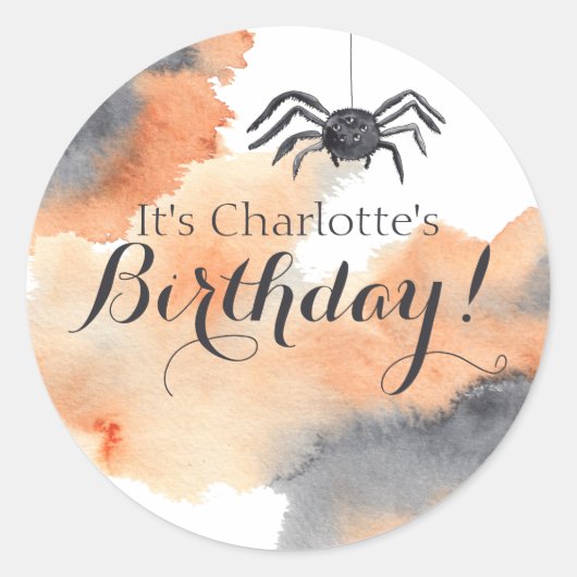 Cute Custom Waterverf Halloween Birthday Ronde Sticker (Voorkant)